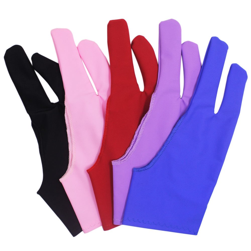 SENHAI 5 PCS Artist Glove for Drawing Tablets Anti-fouling, 5 Colors Free Size Gloves for Graphics Tablet Left or Right Hand- Blue, Pink, Black, Purple, Red
