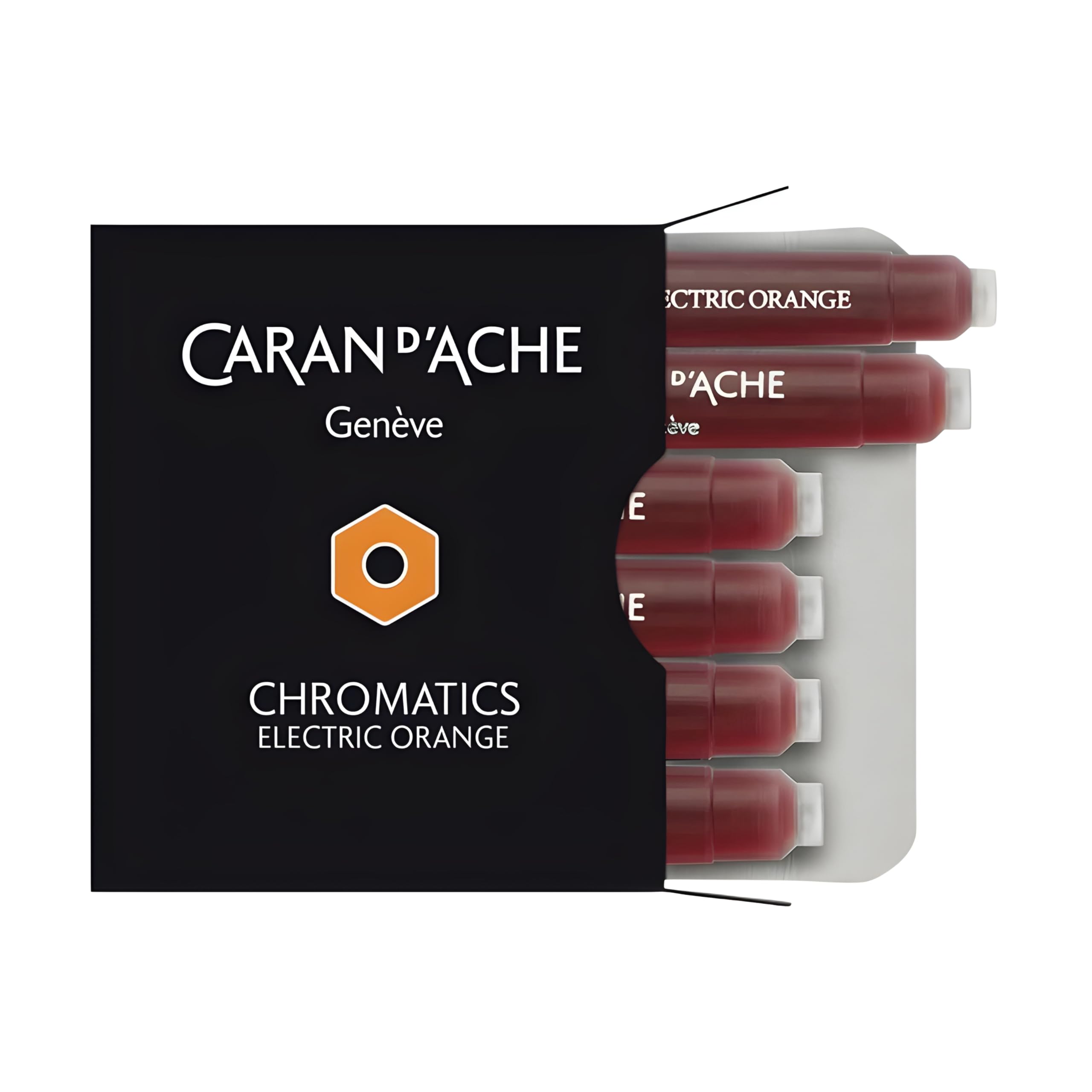 Caran d'Ache CD8021.052 Ink Cartridges - Electric Orange (Pack of 6)