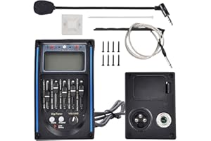 TUOREN Acoustic Guitar Preamp Pickup Tuner 5 Band PRENER-PM Equalizer Pickup Tuner Piezo Pickup Set with Mic LCD Display