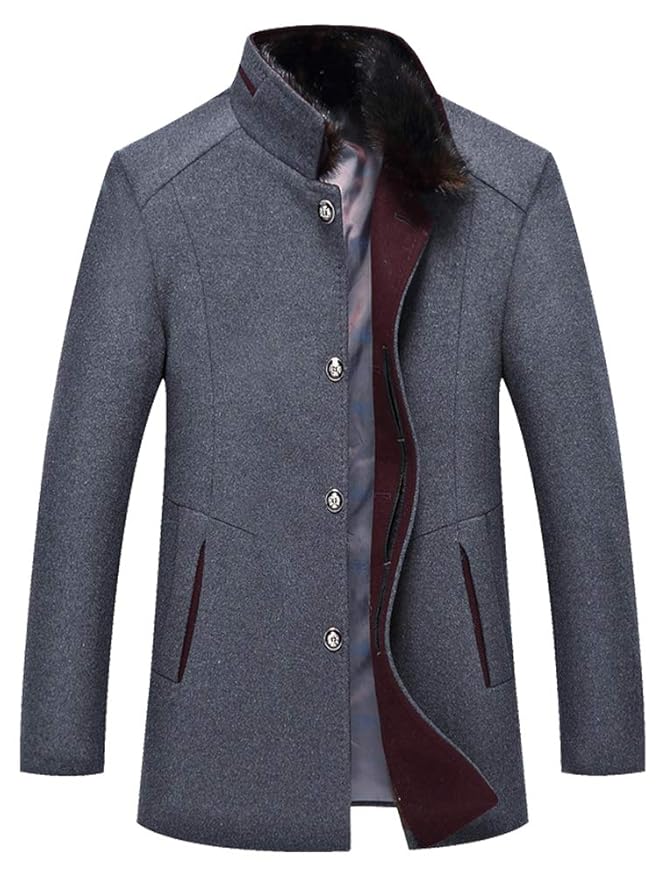 Mallimoda Herren Mantel Slim Fit Wolljacke Übergröße Business Windbreaker Lange Trenchcoat Jacken