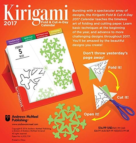 Kirigami Fold Cut A Day 2017 Day To Day Calendar Cole Jeff 0050837354326 Amazon Com Books Kirigami Fold & Cut-A-Day 2022 Calendar