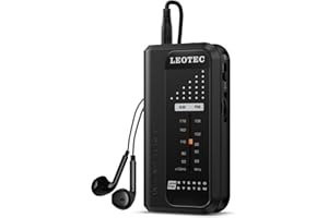 LEOTEC Portable Radio AM FM,Small Pocket Radios,Stereo Sound with Earphones,2 AAA Battery Operated for Indoor,Outdoor Walking,Jogging,Gym,Camping