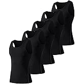 LANBAOSI 5 Pack Sleeveless Compression Shirt Men Running Tank Top Gym Athletic Workout Basketball Baselayer Undershirts