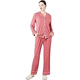 Dowesrobe Women's Pajama Set Long Sleeve Button Down Fashion ladies Sleepwear soft Pjs knitted Loungewear Set