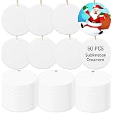 50 PCS Ceramic Sublimation Ornament Blanks Bulk 3 Inch White Round Crafts DIY Personalized Printed Home Porcelain Paintable Christmas Decorations