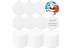 OKBA 50 PCS Ceramic Sublimation Ornament Blanks Bulk 3 Inch White Round Crafts DIY Personalized Printed Home Porcelain Paintable Christmas Decorations