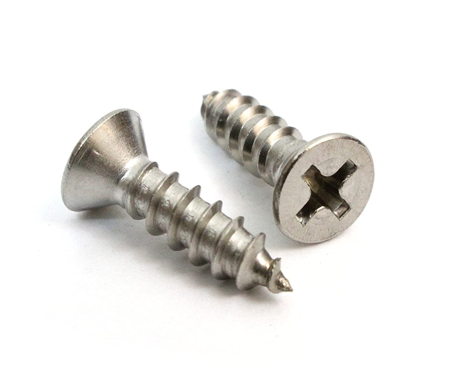 #6 x 3/4", (100 pcs), 100-79 Stainless Flat Head Phillips Wood Screw, 18-8 (304) Stainless Steel Screws by Persberg