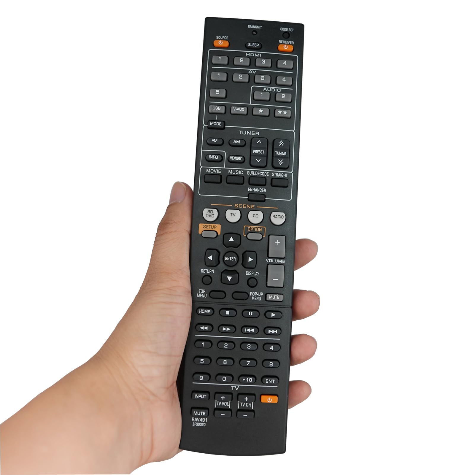 Photo 1 of LR General Replacement Remote Control Fit for 491 RX-V867 HTR-7063 RX-A1000 YHT-591 ZJ66500 YHT-791 RAV330-WT92690 RX-V565BL RX-V565 for Yamaha AV Receiver