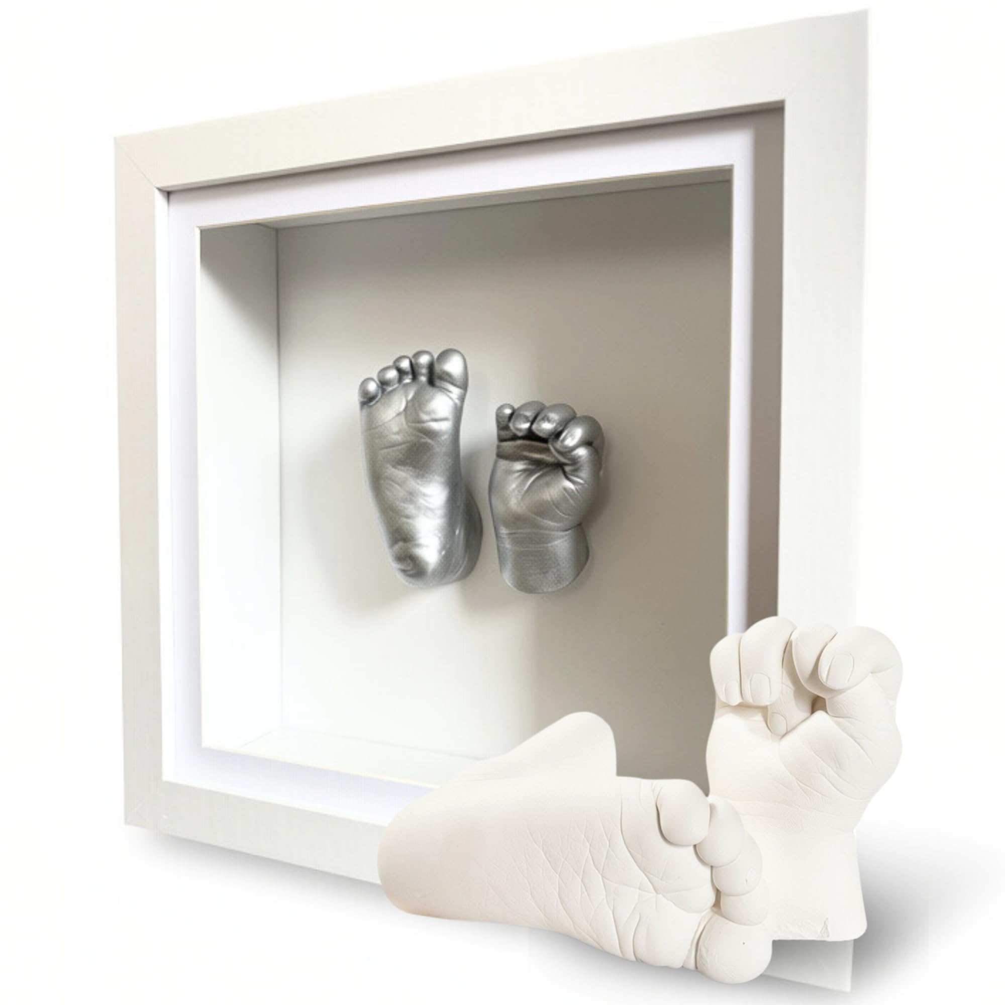 Made by Mindy Baby Hand & Foot Casting Kit with Frame – 3D Baby Casting Keepsake Kit – Baby Handprint & Footprint Moulding Kit for Newborn Memory Keepsake – First Mother’s Day Gift