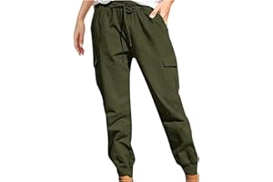 TUDUOMS Womens Cinch Bottom Cargo Pant Straight Leg High Waisted Chino Pants Casual Workout Baggy Sweatpants with Pockets