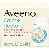Aveeno Calm + Restore Facial Moisturizer Face Cream for Redness Relief, Non-Comedogenic, Ceramide & Vitamin B5, Hydrating for Dry, Sensitive Skin, Hypoallergenic, Fragrance-Free, 1.7 oz