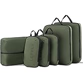 LEVEL8 Compression Packing Cubes for Suitcase, 6 Set Travel Bags with Shoe Organizer, Packing Organizers Travels Accessories in 4 Sizes (Extra Large, Large, Medium, Small), Green