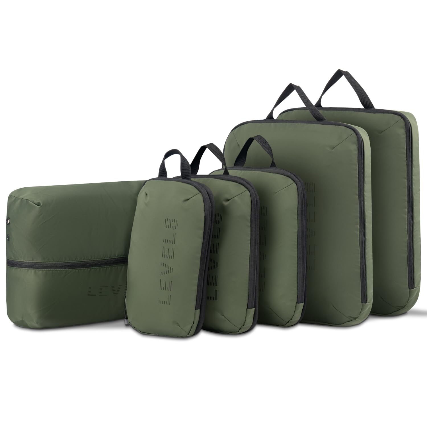 Photo 1 of LEVEL8 Compression Packing Cubes for Suitcase, 6 Set Travel Bags with Shoe Organizer, Packing Organizers Travels Accessories in 4 Sizes (Extra Large, Large, Medium, Small), Green