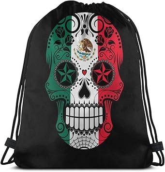 skull drawstring bag
