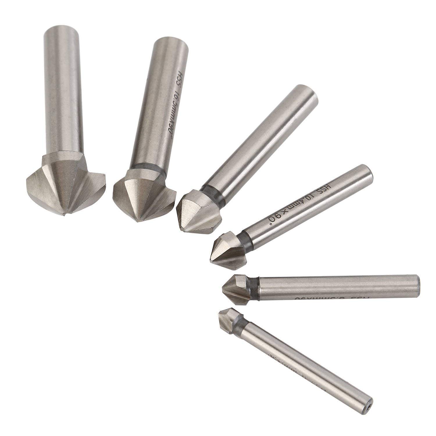 Malayas 6PCs HSS Drill Chamfer Chamfering 90 Degree 3 Flute End Mill Cutter Drill Bit for Wood Steel Aluminum - Image 5
