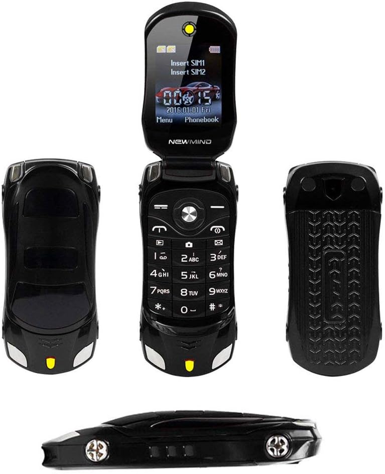 Peedeu GSM Unlocked flip Phone,Sports Car Model Mini Flip Phone Dual SIM Card Flashlight MP3 Backup Phone for Kids Students