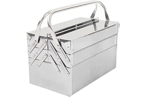 ZASCHMOY Cantilever Tool Box - Metal Folding Portable Tool Storage Organizer, Stainless Steel, 3 Layers, 5 Trays for Auto Mai