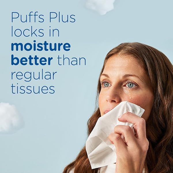 PUFFS PLUS LOTION FACIAL TISSUES, 1 FAMILY BOX, 124 TISSUES PER BOX, ALLERGIES AND COLDS