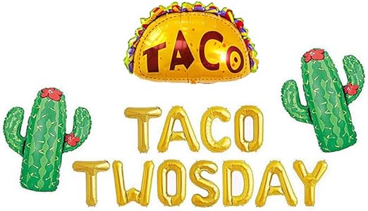 Amazon Com Wuleeuper Taco Twosday Cactus Balloons 16 2nd