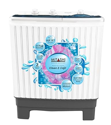 Mitashi 7 Kg Semi-automatic Top-loading Washing Machine (MiSAWM70v25 AJD, White and Grey)