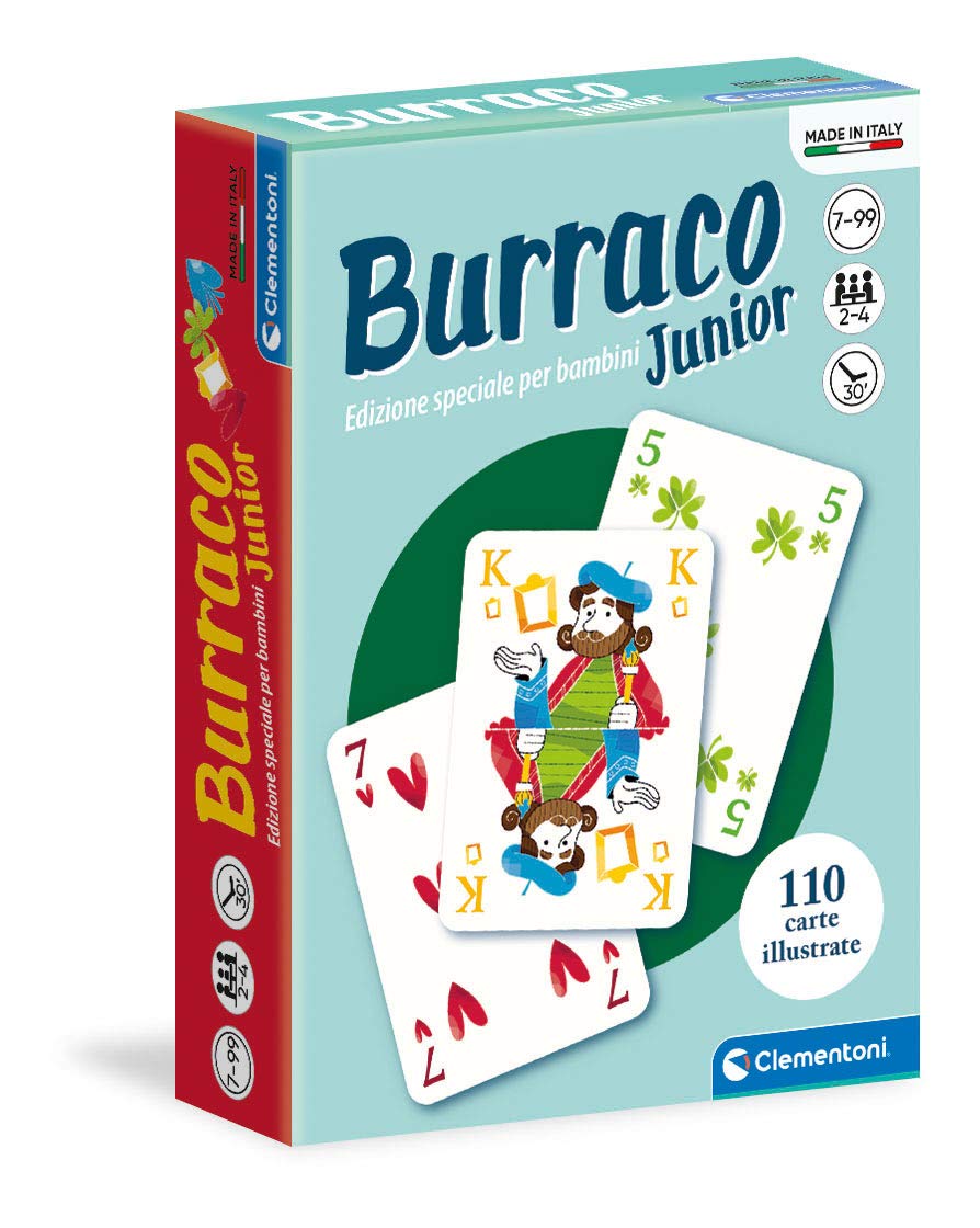 Clementoni - Playing Cards-Burraco Junior-Made in Italy-Games for the whole family (Italian Version), 7 Years+, 16291
