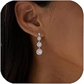 Vetieeimo Dainty Dangle Earrings for Women,3-Tier Cubic Zirconia Imitation Diamond Drop Earrings Gold Plated Earrings Bridemaid Wedding Prom Jewelry Gifts