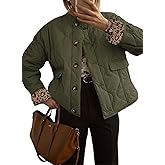Dokotoo Casual Quilted Jackets for Women Button Down Leopard Puffer Jacket Womens Winter Coats with Pockets