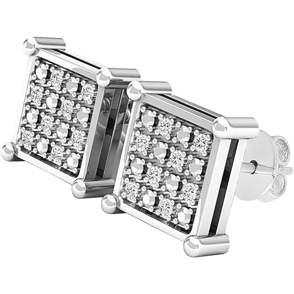 Dazzlingrock Collection 0.10 CT Round Diamond Ice Cube Stud Earring - Sterling Silver, 1 Piece