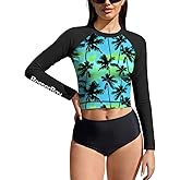 BesserBay Women's UPF 50+ Long Sleeve Rashguard Swimming Crop Top