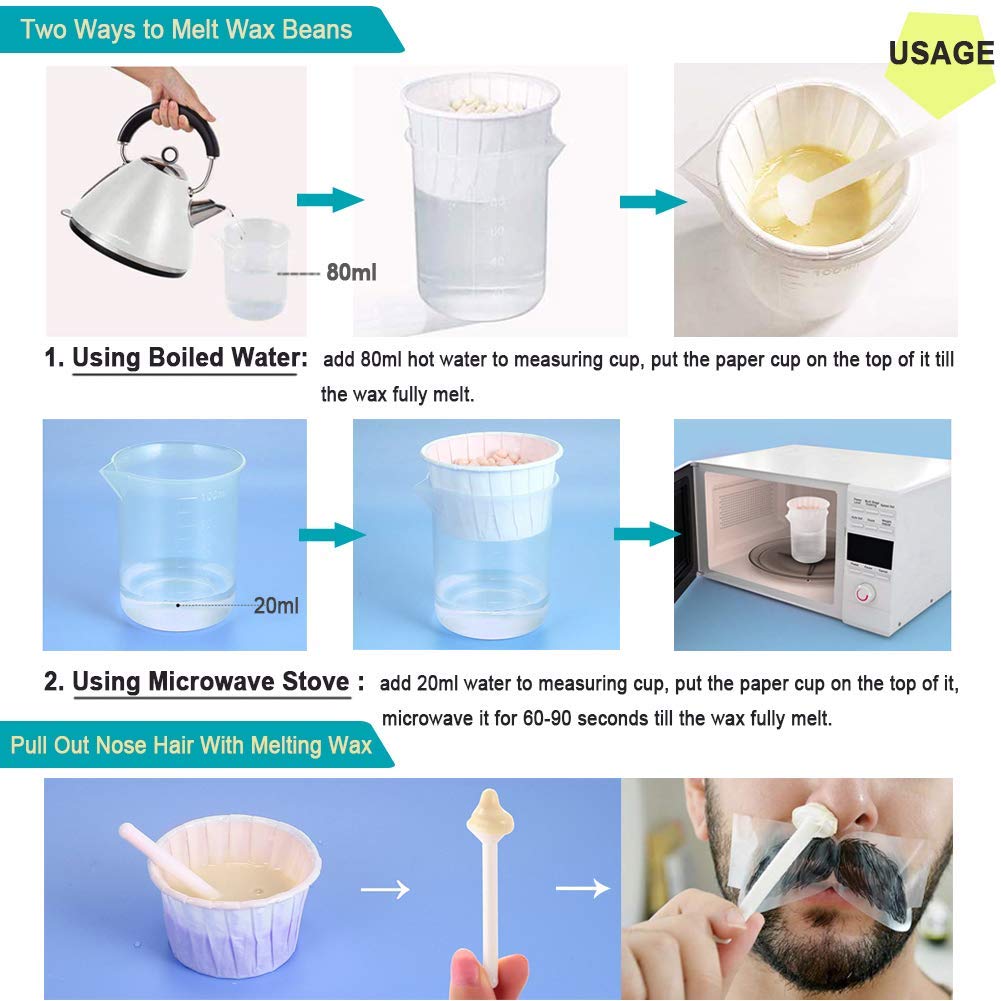 Oakeer Nose Hair Remover Kit with 30 Wax Sticks for Men and Women - 100g Nose Wax for At-Home Hair Removal