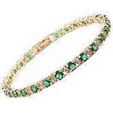 RIZILIA Eternity Tennis Bracelet & Round Cut CZ in Yellow Gold Plated, 7"