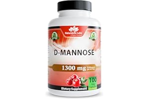 NaturaLife Labs Organic D-Mannose 1300 mg with Organic Cranberry Extract 100 mg per Serving – 100 Capsules – Non-GMO, Gluten-Free, Vegan