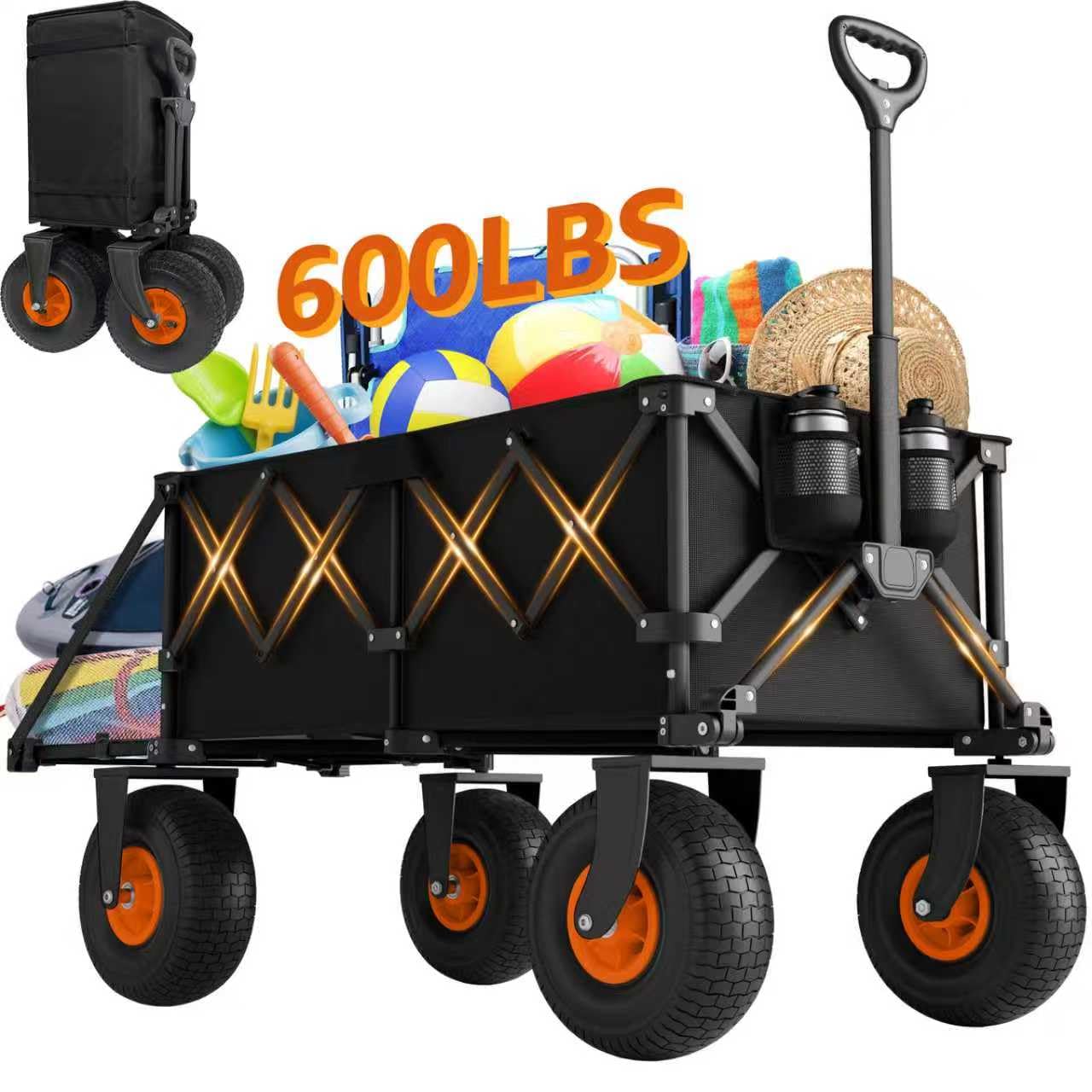 Photo 1 of ** PARTS ONLY *** Beach Wagon with Big Wheels for Sand - Heavy Duty 10" Wheel Collapsible Wagons Foldable Large Wagon Cart Folding All Terrain for Camping