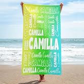 Personalized Beach Towels, Custom Name Beach Towel ,custom Text Hand...