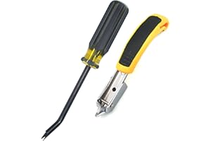 GEARLINTON Staple Remover Heavy Duty Tack Puller with Double Pronged Head, Industrial Staple Remover Upholstery Tool for Furniture, Floor, Carpet, Carton (Black Handle)