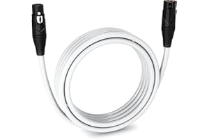 LyxPro 15 Feet XLR Microphone Cable Balanced Male to Female 3 Pin Mic Cord for Powered Speakers Audio Interface Professional Pro Audio Performance and Recording Devices - White