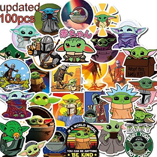 アップグレード100枚パック ベビーヨーダ商品ステッカー マンダロリアンデカール ノートパソコン ウォーターボトル ハイドロフラスクタンブラーフォルダー 車ヘルメット スケートボード 荷物 バイク バンパー ギター 子供 ティーンへの贈り物 Afriqueassistance Tn