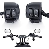 DREAMIZER Motorcycle 1" Handlebar Switches Control and Wiring Harness Compatible with Harley Softail Dyna Sportster V-Rod 1996-2012, Black (1 Pair)