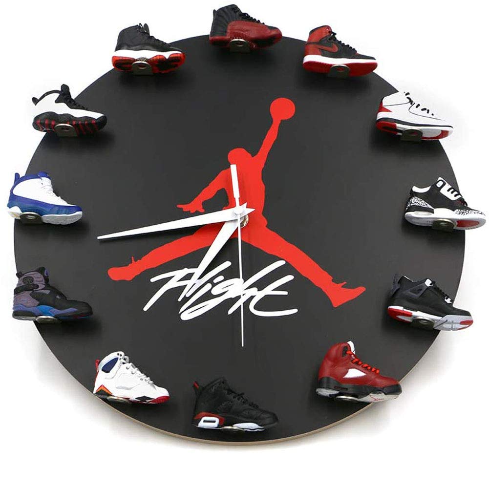 Ptesly Air Jordan Wall Clock With 3d Mini Retro Sneakers