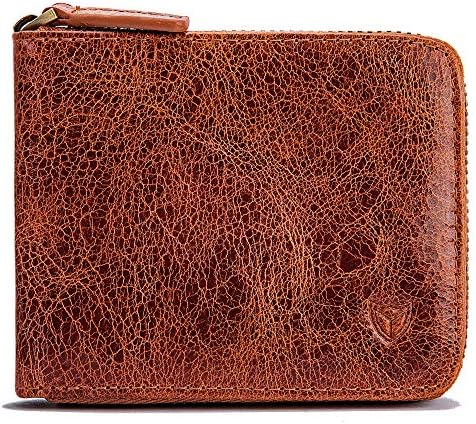 RFID Men's Leather Zipper Wallet Zip Around Wallet Bifold Multi Card Holder Purse