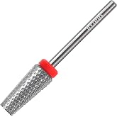 HYTOOS Flat Top 5 in 1 Nail Drill Bit Professional Tungsten Carbide Cross Tapered Nail Bits 3/32" 2 Way Electric File Nail Drill Accessories Manicure Gel Polish Removal Tool F