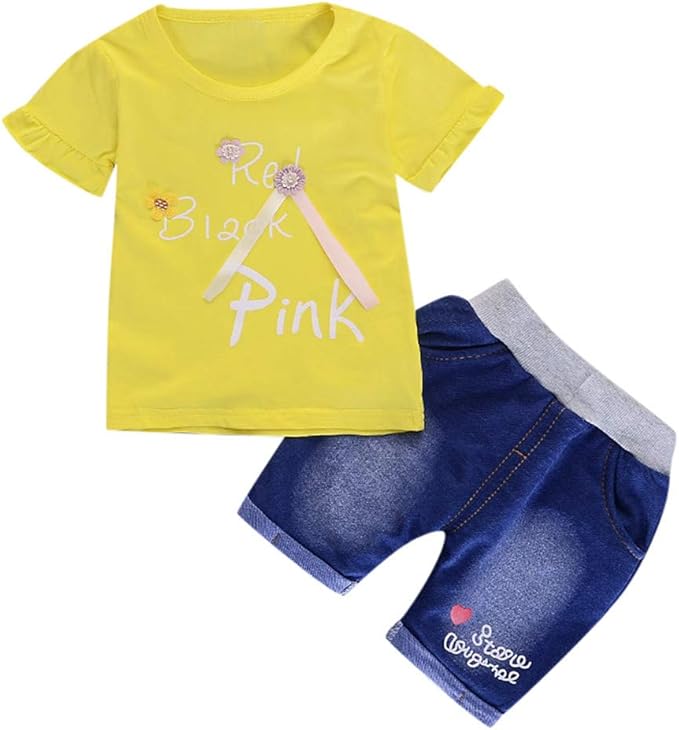 pink denim two piece set