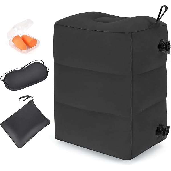 Lot De 2 Coussin Repose-Pieds Gonflable RISEPRO - Hauteur Réglable 3 Niveaux - Pour Avion, Voiture, Bureau
