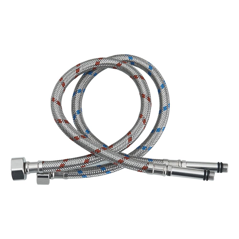 Haiba M10 x1/2 Flexible Tap Connectors (500mm) Stainless Steel Braided Hose Kitchen/Basin (2 Pcs)