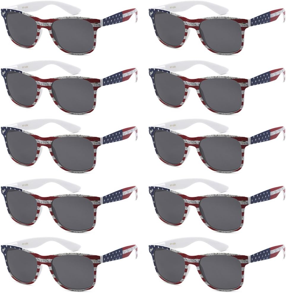 WHOLESALE UNISEX 80'S RETRO STYLE BULK LOT PROMOTIONAL SUNGLASSES - 10 PACK