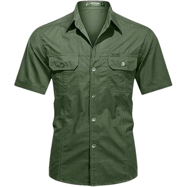 Camisa De Senderismo Vintage De Algodón Para Hombre – Táctica, Transpirable, Ideal Para Exteriores Y Trabajo