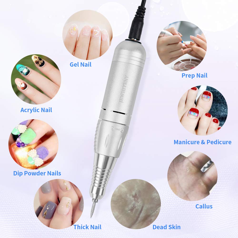 Portable Electric Nail Drill Machine Professional 35000 RPM Manicure Pedicure Polishing Nail File Drill Kit Set with Sanding Bands for Acrylic Gel Nails: Beauty