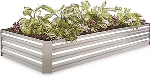CASTLECREEK Large Galvanized Steel Raised Garden Bed Planter Box, Outdoor Flowers, Herbs, Vegetable Planting Boxes, 72