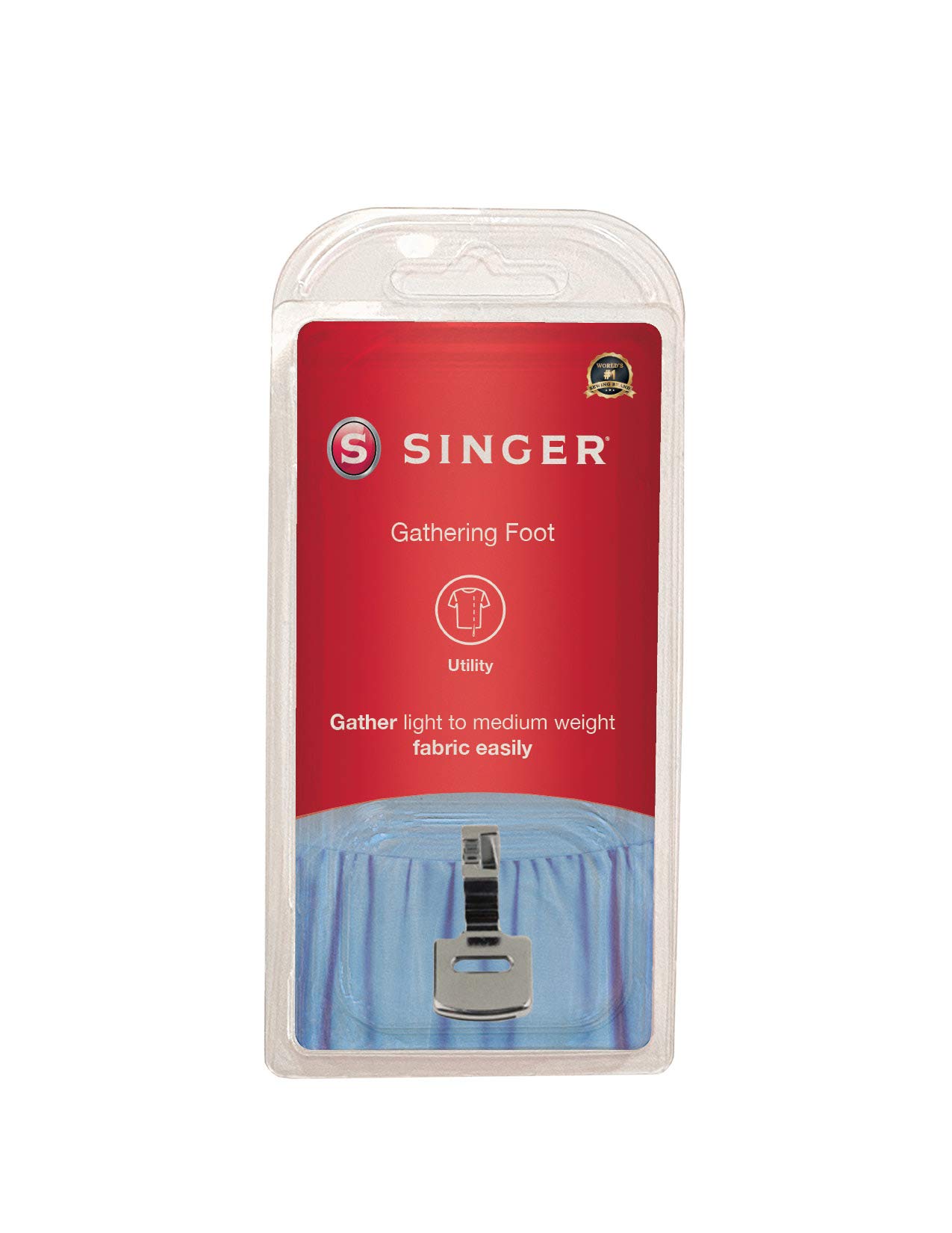 SINGER Gathering Presser Foot for Low-Shank Sewing Machines, Simutaneously Trims & Hems Edges, Zig-Zag and Over-Edge Stitches - Sewing Made Easy