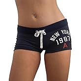 Bosloga Athletic Shorts for Women Micro Low Waist Drawstring Shorts Y2K Vintage Mini Hot Pants Lounge Bottoms Summer